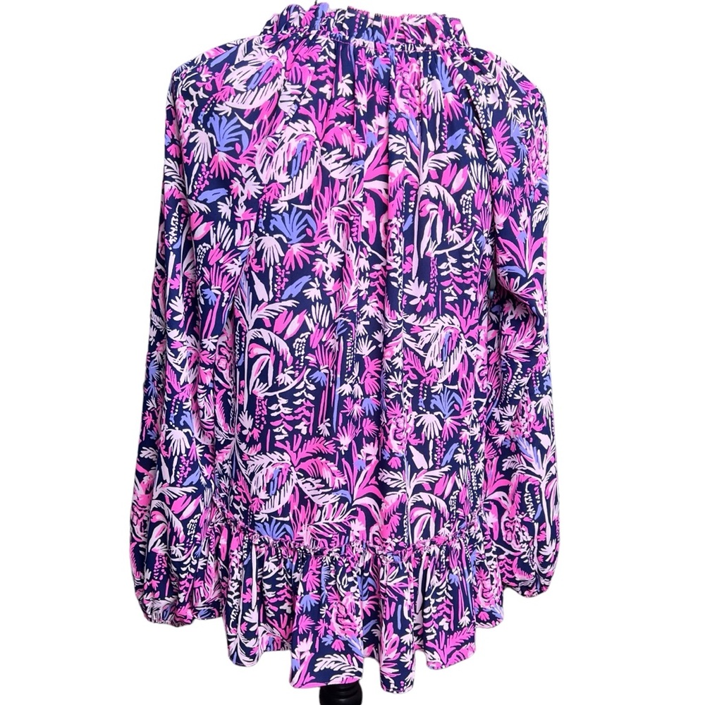 Lilly Pulitzer Savanna Long Sleeve Top Bright Navy Swing Of Things Size S - Picture 2 of 11